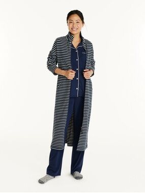 L.L. Bean Navy and White Striped Long Robe